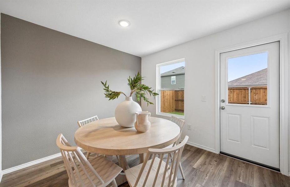 *Model representation Dining nook with access to backyard