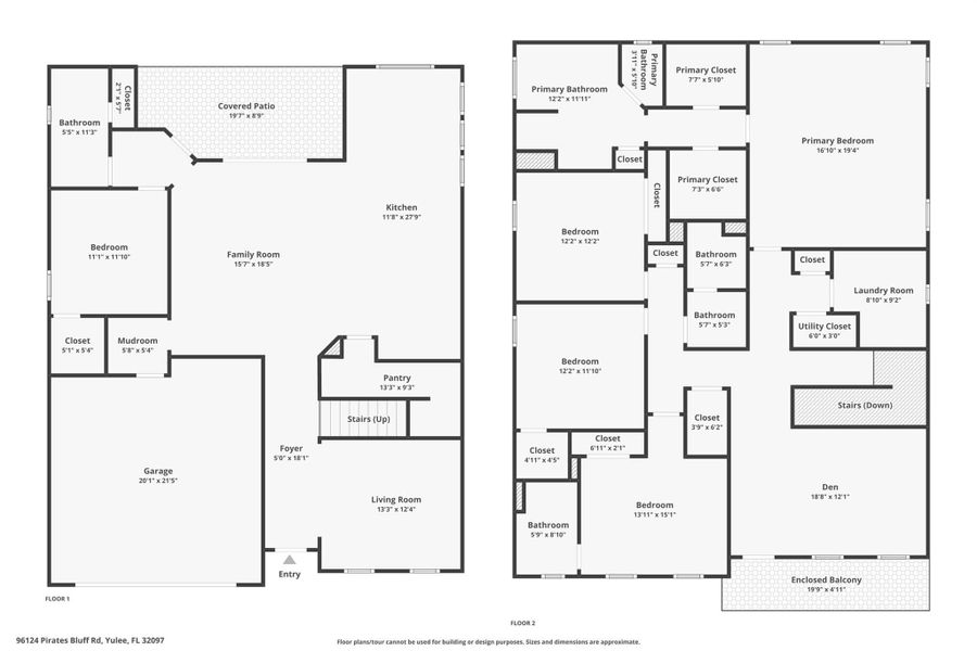2D floor plan layout of this home in Pirates Bluff, Yulee, FL (Image 5).