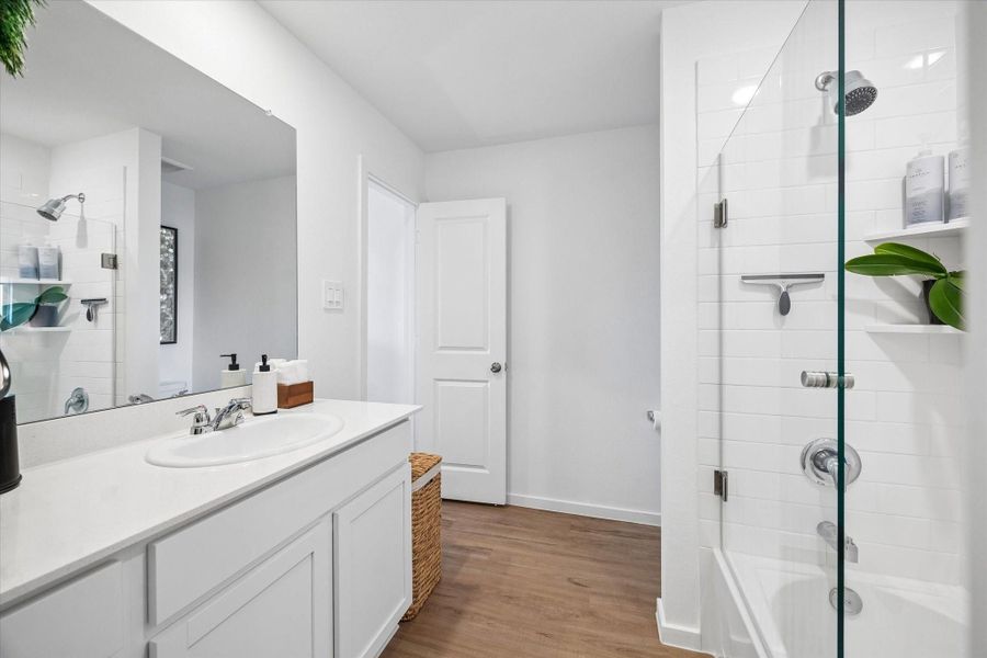 Primary Bath -- Excellent upgraded glass shower half door Primary Bath -- Excellent upgraded glass shower half door