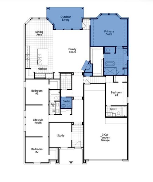 2D floor plan layout of this home in Monterra, Fate, TX (Image 4).