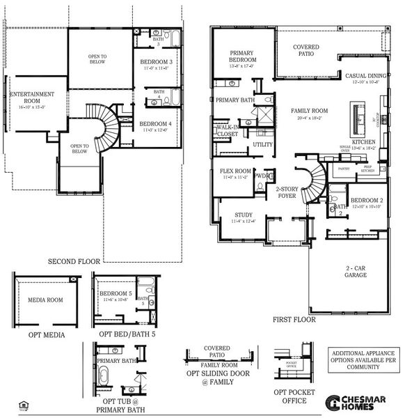 2D floor plan layout for the Winslow by Chesmar Homes in Lakes of Cane Island, Katy, TX (Image 3).
