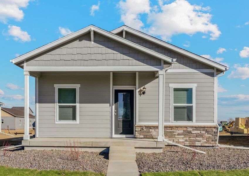 The Keystone is a beautiful home with siding and stone.