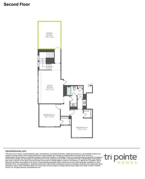2D floor plan layout of this home in Woodson’s Reserve, Spring, TX (Image 5).