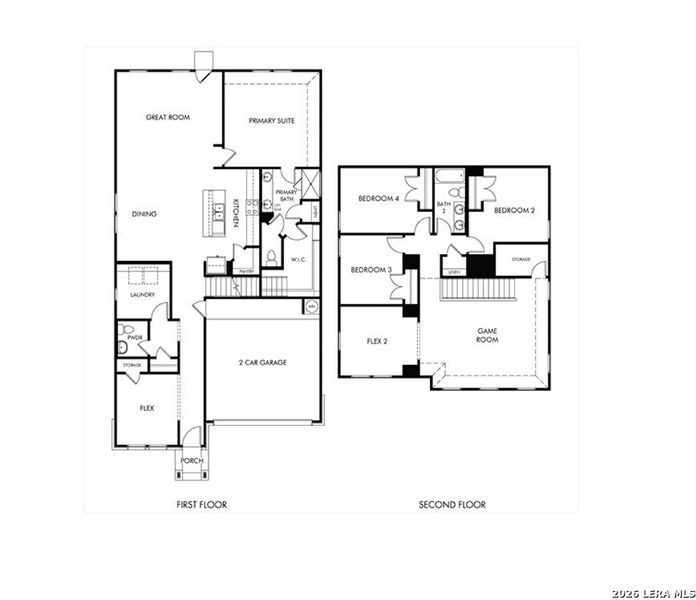 2D floor plan layout of this home in Thomas Pond, San Antonio, TX (Image 3).