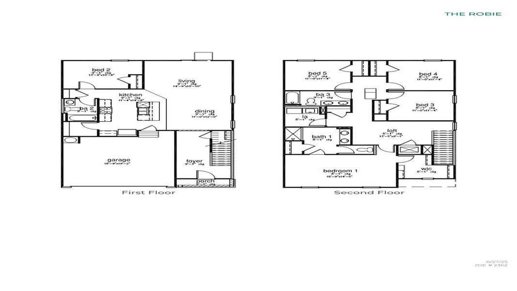 2D floor plan layout of this home in The Garrison, Ladson, SC (Image 2).