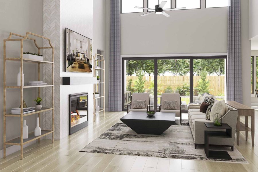 Furnished interior view inside a new home in Dunham Pointe 80′, Cypress (Image 9). Furnished interior view inside a new home in Dunham Pointe 80′, Cypress (Image 9).