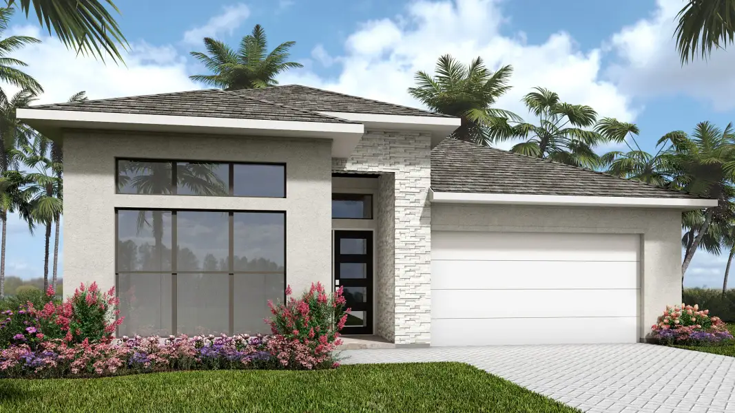 Front exterior of a new home in Magnolia Bay, Nokomis, FL, highlighting curb appeal (Image 1). Front exterior of a new home in Magnolia Bay, Nokomis, FL, highlighting curb appeal (Image 1).
