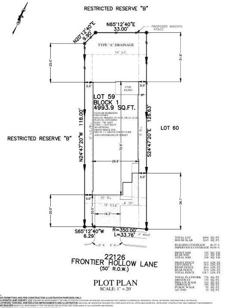 22126 Frontier Hollow Lane Preliminary Plot Plan 22126 Frontier Hollow Lane Preliminary Plot Plan