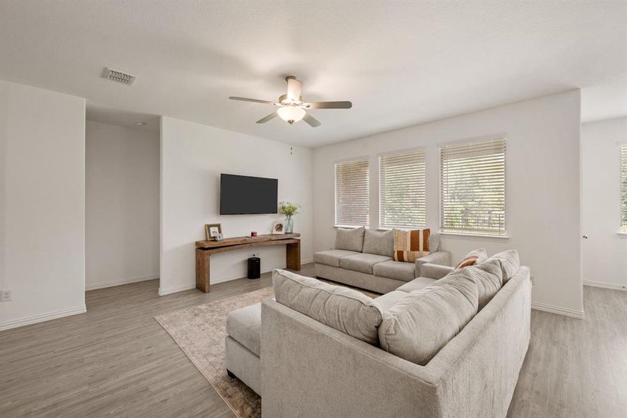 Furnished interior view inside a new home in Hurricane Creek: Classic 60s, Anna (Image 12). Furnished interior view inside a new home in Hurricane Creek: Classic 60s, Anna (Image 12).