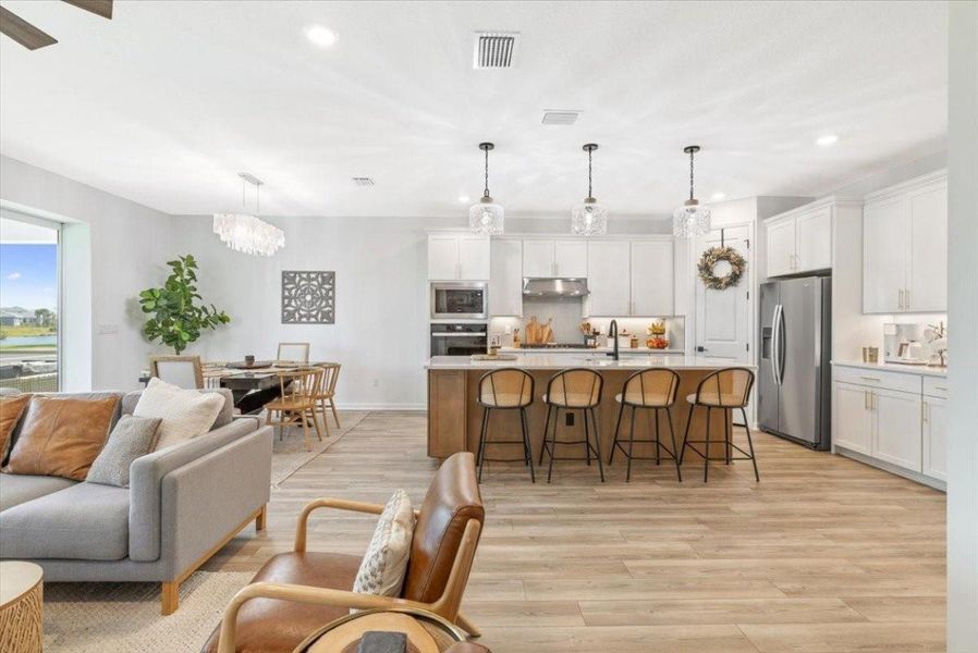 Living space into Kitchen