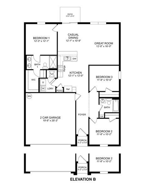 2D floor plan layout for the Dakota by D.R. Horton in Citrus County Spot Lots, Citrus Springs, FL (Image 4). 2D floor plan layout for the Dakota by D.R. Horton in Citrus County Spot Lots, Citrus Springs, FL (Image 4).