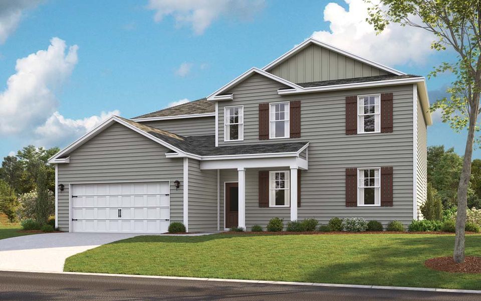 Representative exterior photo of a completed home built from the Fairview by D.R. Horton in Harbor Crest, Ooltewah, TN (Image 2).