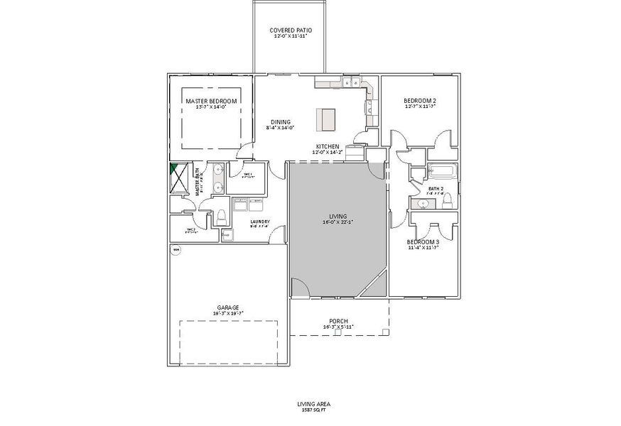 2D floor plan layout for the Archer by Enchanted Homes in Ballentine Ridge, Lyman, SC (Image 3).