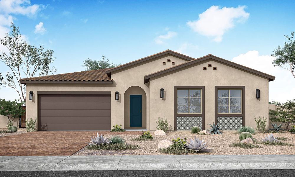 Representative exterior photo of a completed home built from the Holly Plan 5007 by Tri Pointe Homes in Abel Ranch, Goodyear, AZ (Image 3).