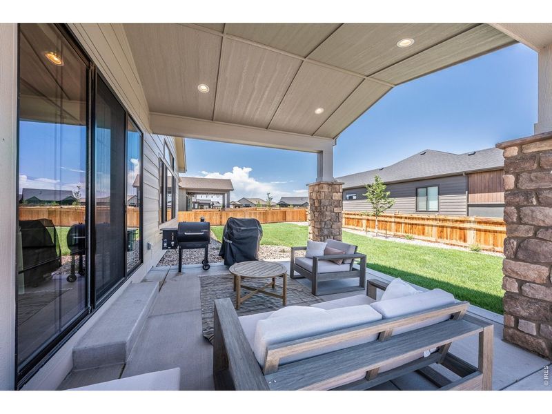 Exterior details and patio area of a home in Greenspire At Windsor Lake, Windsor (Image 27).