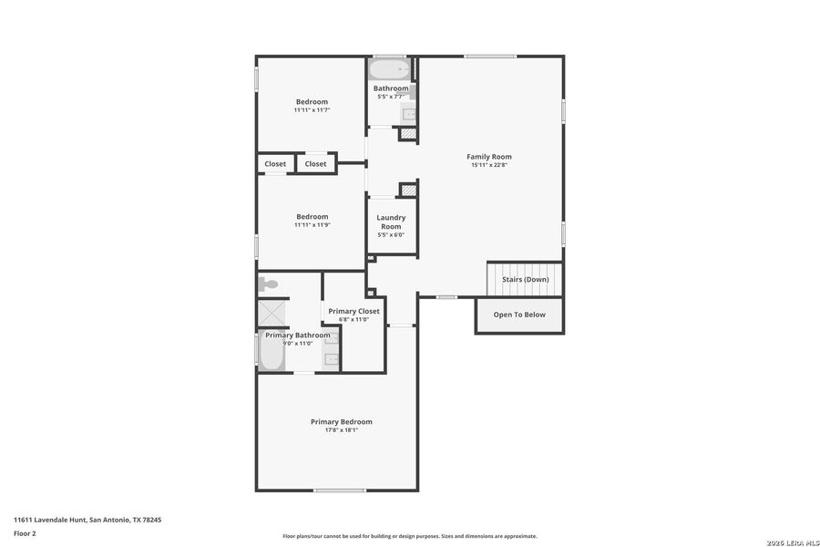 2D floor plan layout of this home in Laurel Vistas, San Antonio, TX (Image 3).