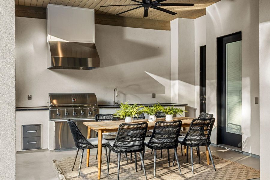 This spacious garage offers ample vehicle storage with clean, finished flooring.