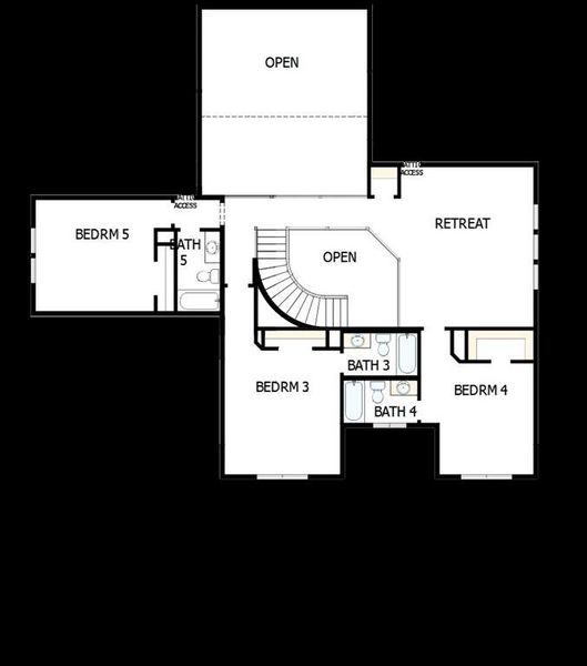 2D floor plan layout of this home in Northshore at Lakewood Village - Classic Series, Lakewood Village, TX (Image 2). 2D floor plan layout of this home in Northshore at Lakewood Village - Classic Series, Lakewood Village, TX (Image 2).