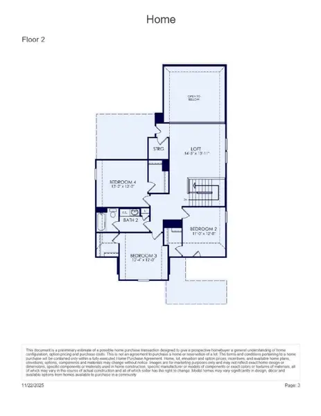 2D floor plan layout of this home in Montgomery Bend, Montgomery, TX (Image 3).