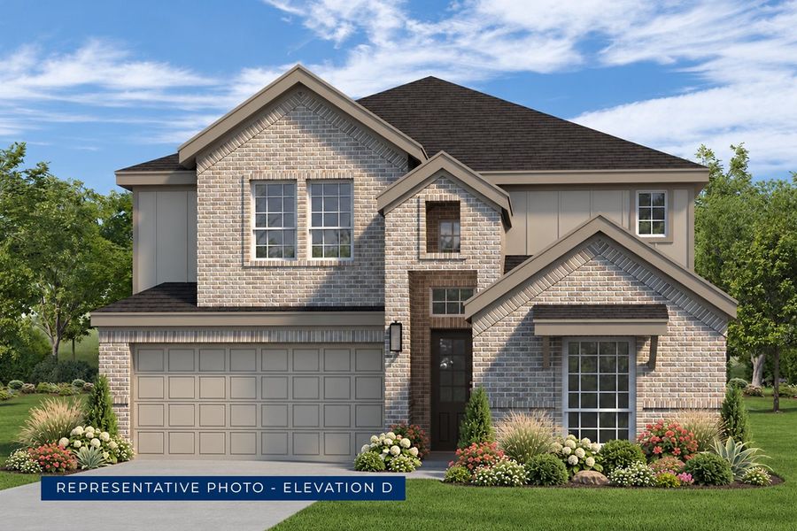 Representative exterior photo of a completed home built from the Roosevelt F by First Texas Homes in The Villages of Hurricane Creek, Anna, TX (Image 18). Representative exterior photo of a completed home built from the Roosevelt F by First Texas Homes in The Villages of Hurricane Creek, Anna, TX (Image 18).