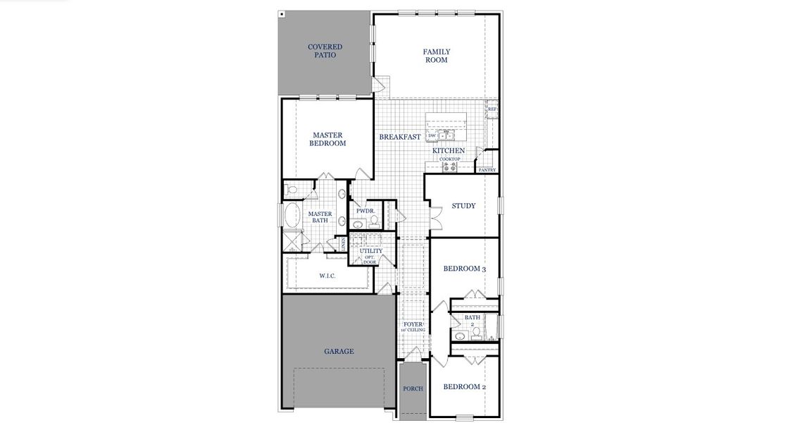 2D floor plan layout for the Garnet by Stonehollow Homes in Sister Grove II, Van Alstyne, TX (Image 3).
