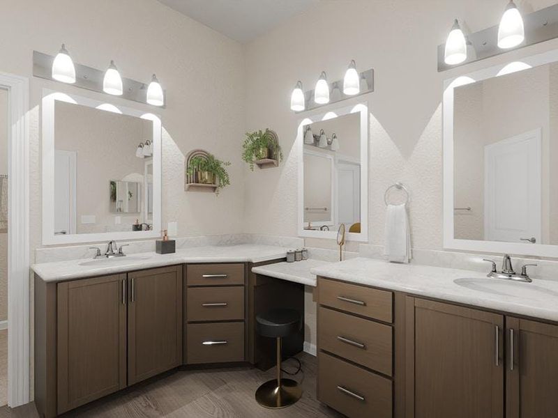 Your suite is complete with a spacious en-suite bath with seated vanity space and a large tiled shower. (Artist`s rendering)