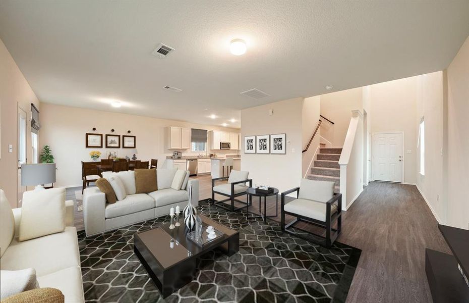 *Model Representation - Gathering room with view of main living areas