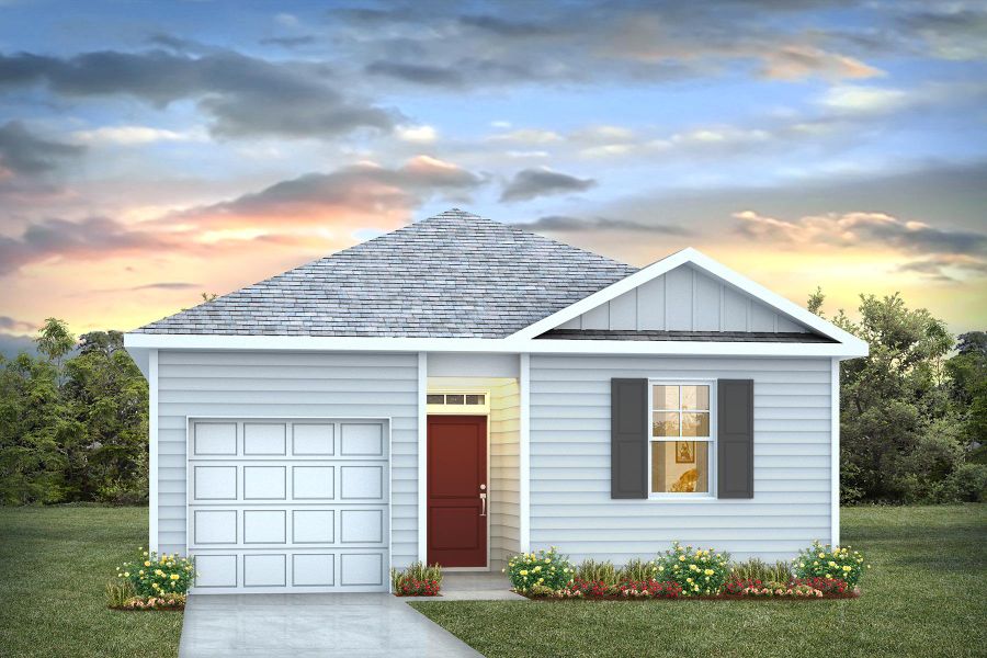 Representative exterior photo of a completed home built from the HELENA by D.R. Horton in Jordanville Farms, Galivants Ferry, SC (Image 1).