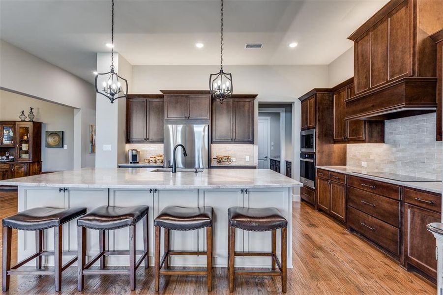 Wonderful custom kitchen island with seating for 4