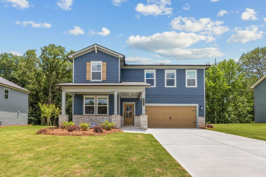 Front exterior of a new home in Reserve at Gum Springs, Jefferson, GA, highlighting curb appeal (Image 1). Front exterior of a new home in Reserve at Gum Springs, Jefferson, GA, highlighting curb appeal (Image 1).