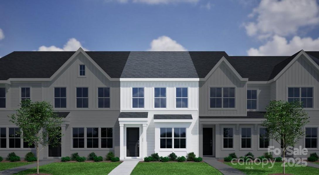 Front exterior of a new home in Sloan Station, Charlotte, NC, highlighting curb appeal (Image 1).