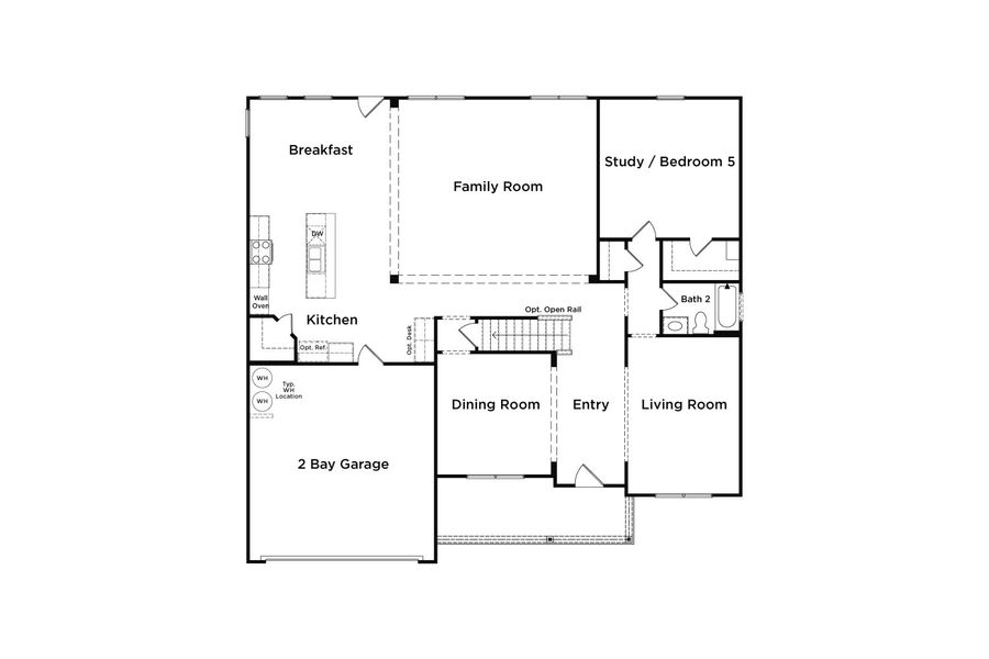 2D floor plan layout for the Clarity by DRB Homes in Adagio, Dacula, GA (Image 3).