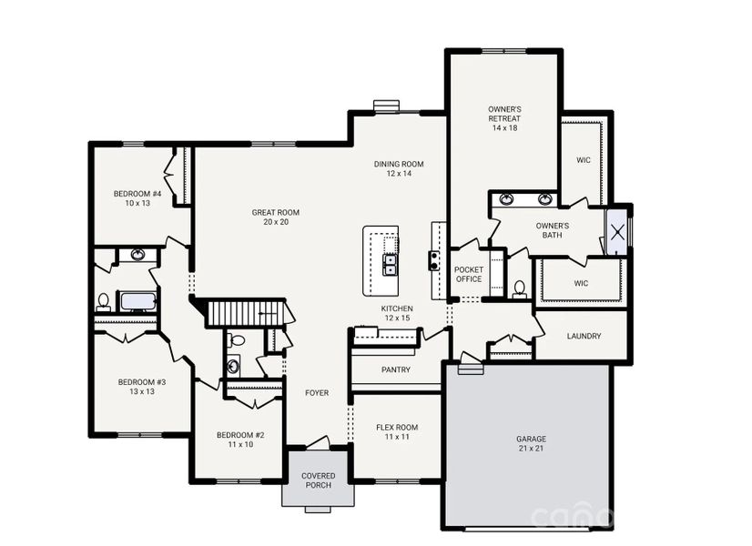 2D floor plan layout of this home in , Lancaster, SC (Image 4). 2D floor plan layout of this home in , Lancaster, SC (Image 4).