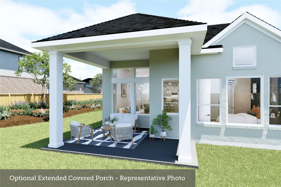 Exterior details and patio area of a home in The Highlands - Grove Collection, Porter (Image 2).
