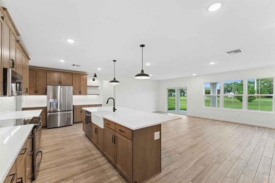 Kitchen, Dining Area & Great Room