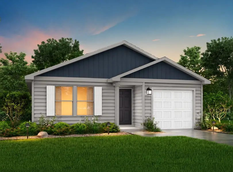 Front exterior of a new home in Pirate's Cove Estates, Vidor, TX, highlighting curb appeal (Image 13). Front exterior of a new home in Pirate's Cove Estates, Vidor, TX, highlighting curb appeal (Image 13).