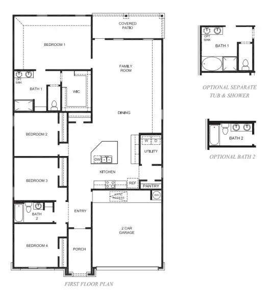 2D floor plan layout for the Kingston by D.R. Horton in Lago Mar 60' Homesites, Texas City, TX (Image 3). 2D floor plan layout for the Kingston by D.R. Horton in Lago Mar 60' Homesites, Texas City, TX (Image 3).