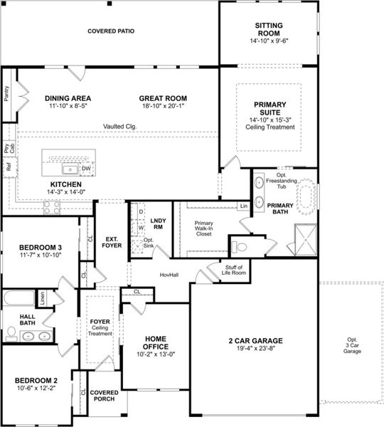 2D floor plan layout for the Amadora II by K. Hovnanian® Homes in River Ranch Estates, Dayton, TX (Image 3). 2D floor plan layout for the Amadora II by K. Hovnanian® Homes in River Ranch Estates, Dayton, TX (Image 3).