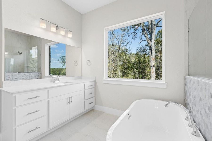 Furnished interior view inside a new home in Double Eagle Ranch, Cedar Creek (Image 11). Furnished interior view inside a new home in Double Eagle Ranch, Cedar Creek (Image 11).