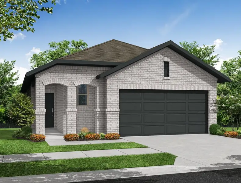 Representative exterior photo of a completed home built from the Fig by Impression Homes in Bryant Farms, Melissa, TX (Image 1). Representative exterior photo of a completed home built from the Fig by Impression Homes in Bryant Farms, Melissa, TX (Image 1).