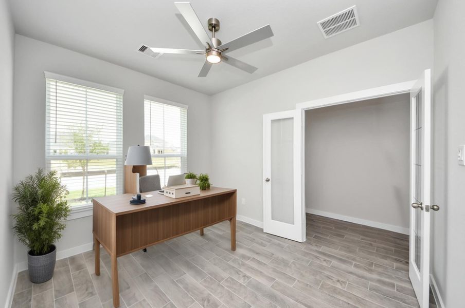 Virtually Staged - Home Office. Sample photo of completed home with similar floor plan. Actual colors and selections may vary. Virtually Staged - Home Office. Sample photo of completed home with similar floor plan. Actual colors and selections may vary.