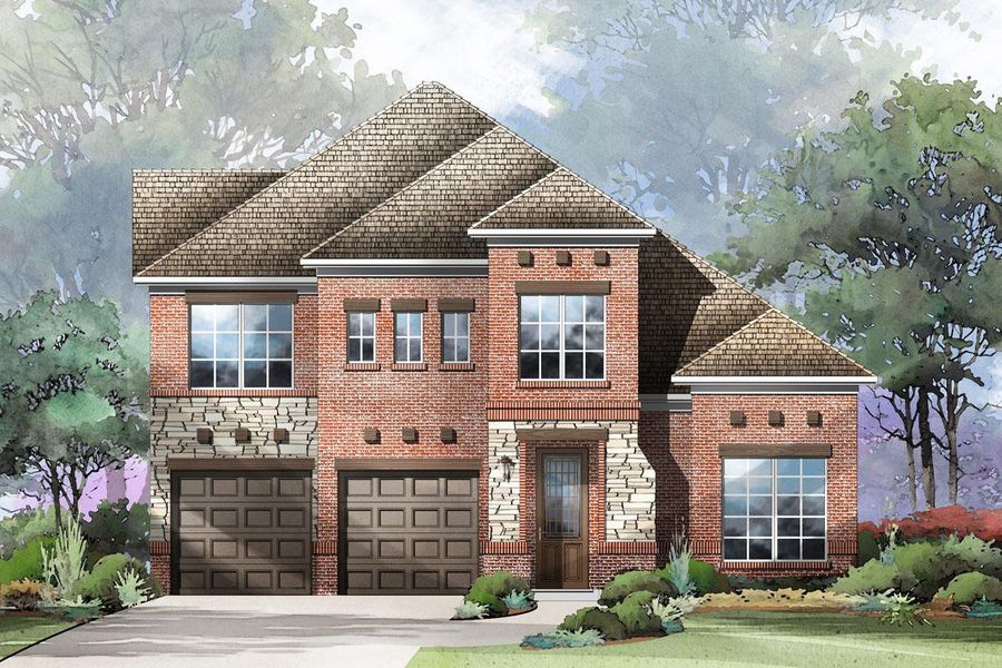 Representative exterior photo of a completed home built from the Grand Whitehall II by Grand Homes in Grand Oaks, Celina, TX (Image 27).