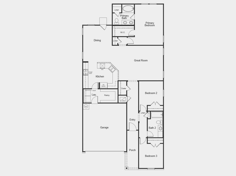 2D floor plan layout for the Plan 1655 by KB Home in Stoney Chase, Del Valle, TX (Image 3). 2D floor plan layout for the Plan 1655 by KB Home in Stoney Chase, Del Valle, TX (Image 3).