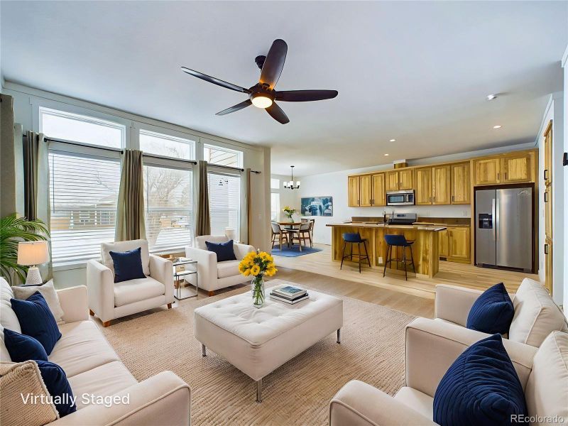 Living room transom Windows bright open floor plan...