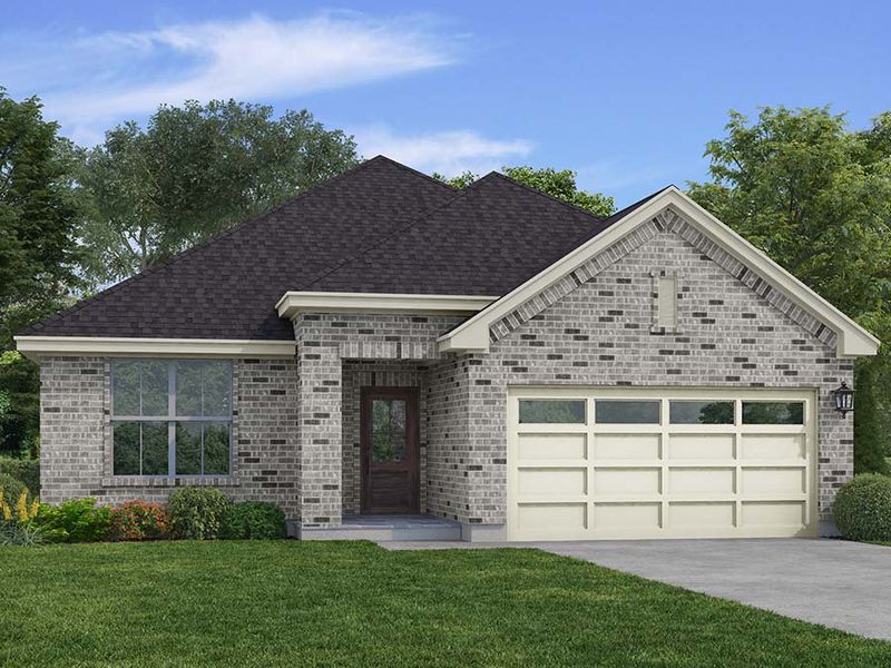 Representative exterior photo of a completed home built from the Weatherby by Century Communities in Audubon, Magnolia, TX (Image 1). Representative exterior photo of a completed home built from the Weatherby by Century Communities in Audubon, Magnolia, TX (Image 1).