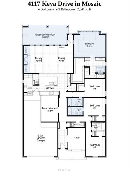 2D floor plan layout of this home in Mosaic, Celina, TX (Image 4).