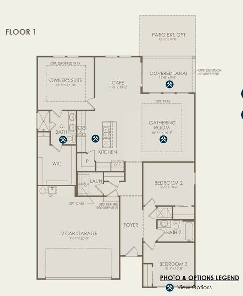 2D floor plan layout for the Cedar by Pulte Homes in Westerly Park at Wildlight, Wildlight, FL (Image 3).