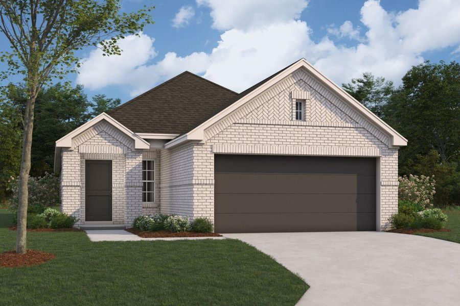 Front exterior of a new home in Wildrye, Waller, TX, highlighting curb appeal (Image 1). Front exterior of a new home in Wildrye, Waller, TX, highlighting curb appeal (Image 1).