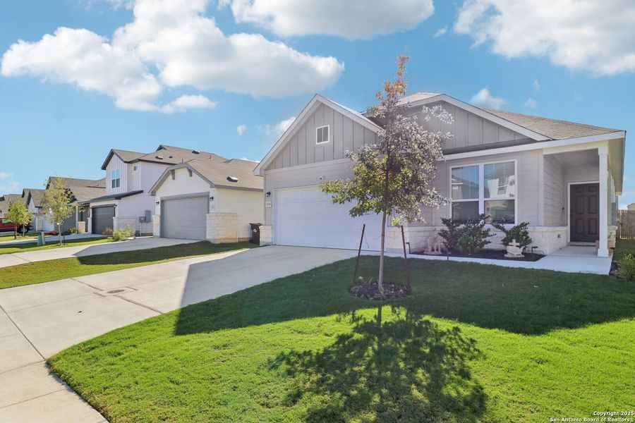 Front exterior of a new home in Dove Song, Marion, TX, highlighting curb appeal (Image 2). Front exterior of a new home in Dove Song, Marion, TX, highlighting curb appeal (Image 2).