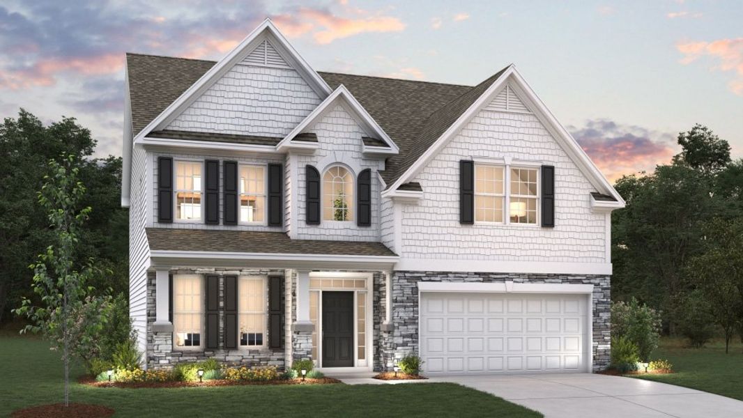 Representative exterior photo of a completed home built from the Fleetwood by D.R. Horton in Laurelbrook, Sherrills Ford, NC (Image 22).